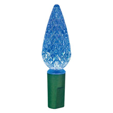 LED C6 teardrop bulb with blue glow and green plug base