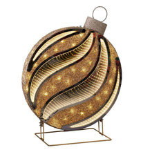 Pre-lit gold infinity light ornament with glitter frame and warm LED glow