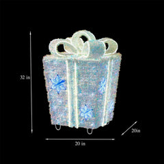 Member's Mark 32" Pre-Lit Iridescent Twinkle Tinsel Gift Box Decor - USA MEGA SHOP