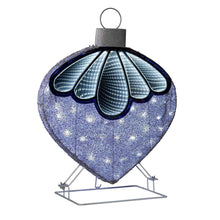 Pre-lit teardrop ornament light with blue glow top petals and hanging loop