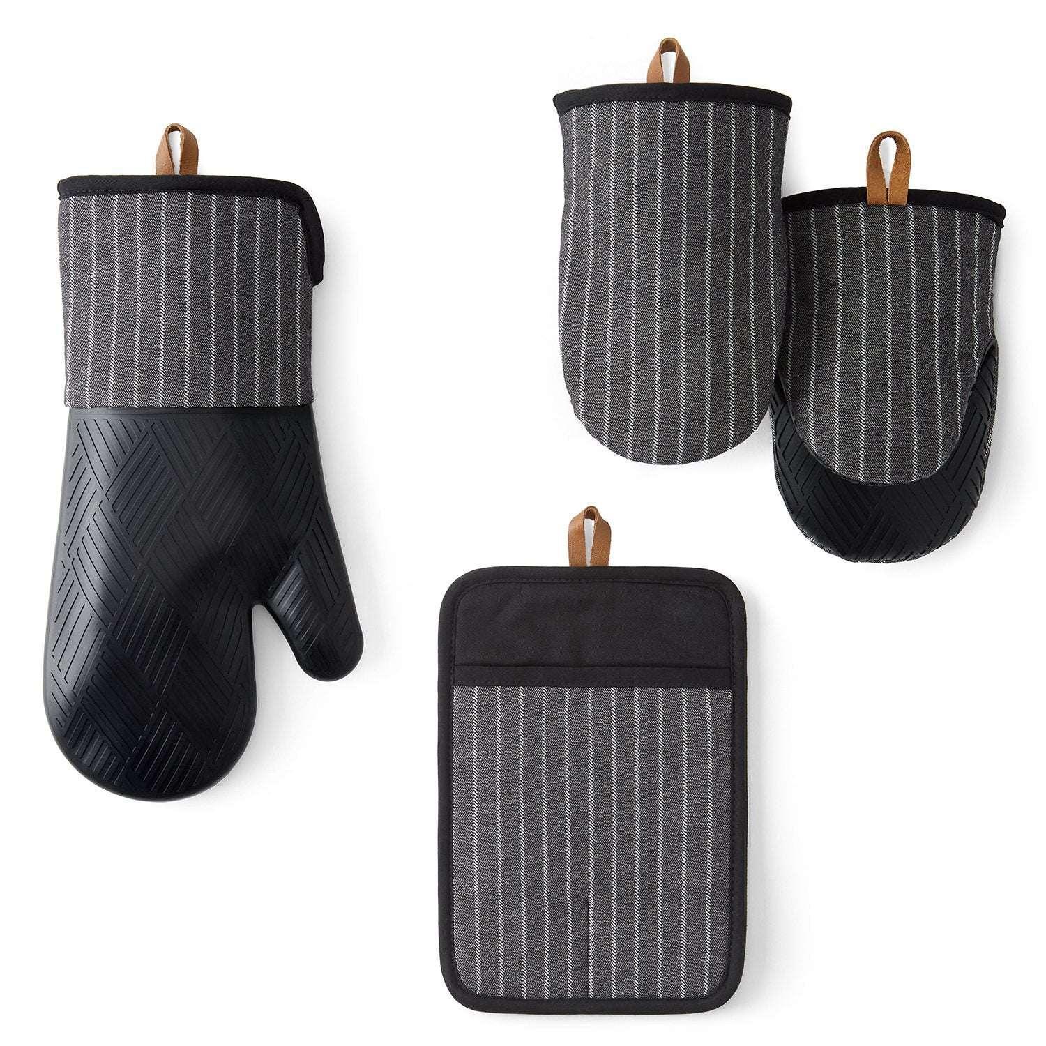Member's Mark 4 -Pack Yarn Dyed Silicone Oven Mitt, Pot Holder, Mini Mitt Set