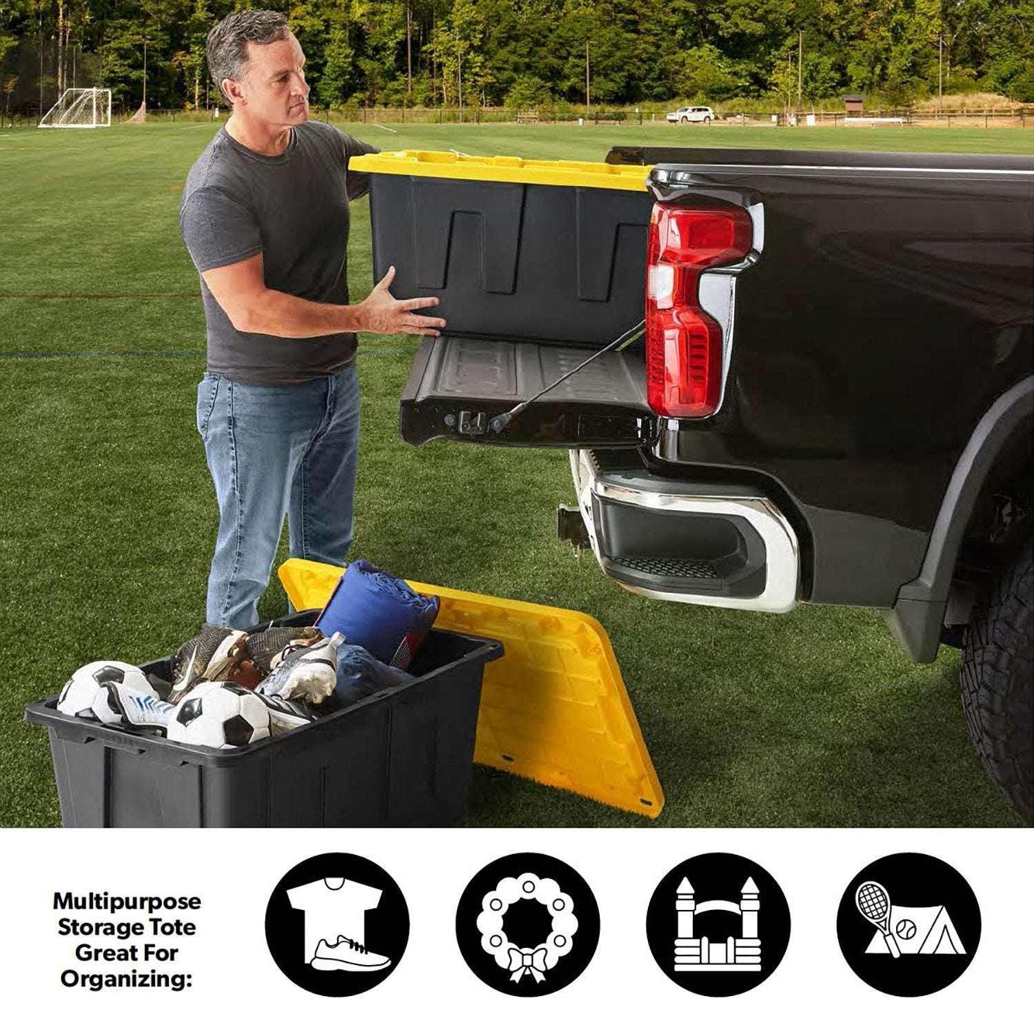 Member's Mark 40 Gallon Heavy-Duty Black and Yellow Storage Tote, 22.0" D x 38.2" W x 16.4" H, 1 pack or 2 pack