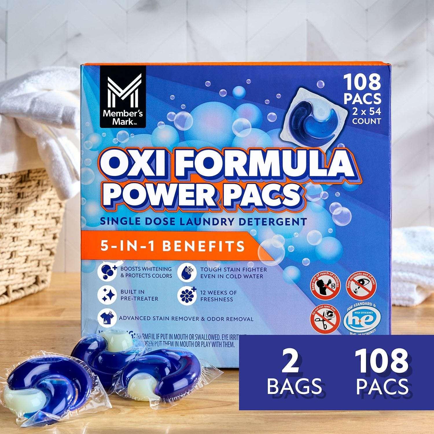 Member's Mark 5-in-1 Oxi Formula Power Pacs, 108 ct. - USA MEGA SHOP