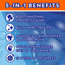 5-in-1 benefits panel: boosts whitening & protects colors for laundry detergent