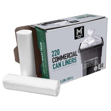 Commercial can liner rolls with box, white 50 gallon (189 L) liners