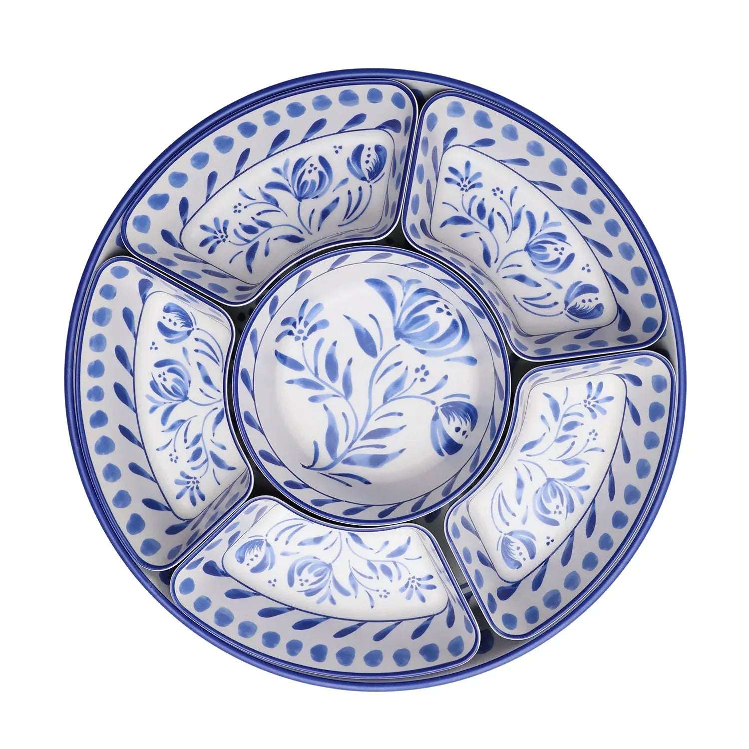 Member's Mark Bamboo Melamine 6-Section Serving Platter with Lazy Susan Base and Storage Lid