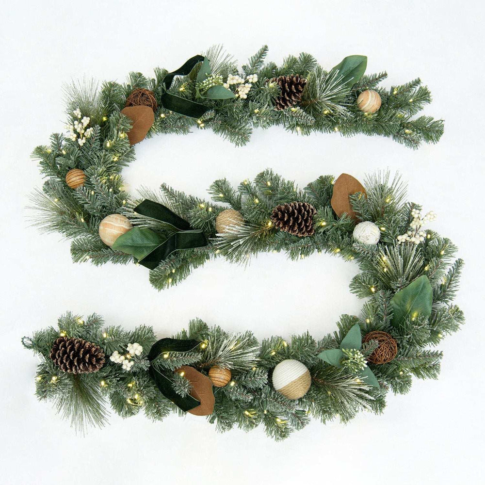 Member's Mark 9' Evergreen Pre-Lit Decorated Garland - USA MEGA SHOP
