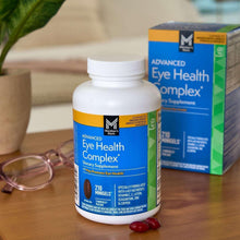 Eye Health Complex softgel bottle with red capsules and matching box