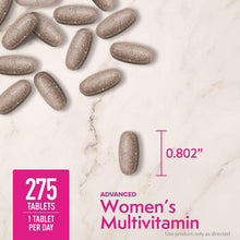 275 women's multivitamin tablets display with tablet size marker (0.802 in)