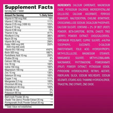 Supplement Facts label panel for women's multivitamin tablets with ingredient list