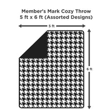 Cozy throw blanket size illustration with houndstooth pattern