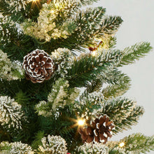 Pre-lit pine topiary branches with warm lights and pinecones