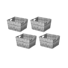 Woven storage baskets set of 4, light gray rectangular with open top