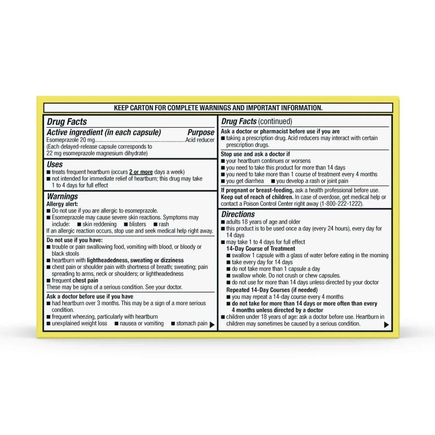Member’s Mark Esomeprazole Magnesium 20 mg Capsules, 42 Count