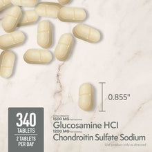 Glucosamine HCl and chondroitin sulfate sodium tablets, shown size 0.855 in