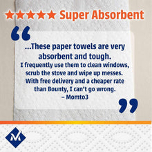 White paper towel sheet with customer review text and star rating