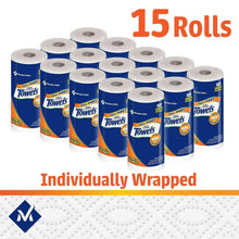 2-ply full sheet paper towels, 15 rolls displayed in a pack