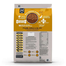 Dog food bag back panel with ingredient list and nutrition details