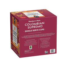 Coffee pod box back with preparation and storage instructions for Colombian Supremo cups