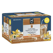 Coffee pod pack side panel for caramel vanilla cream, medium roast, 60 count