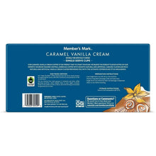 Caramel vanilla cream coffee pods box back panel with barcode and serving info
