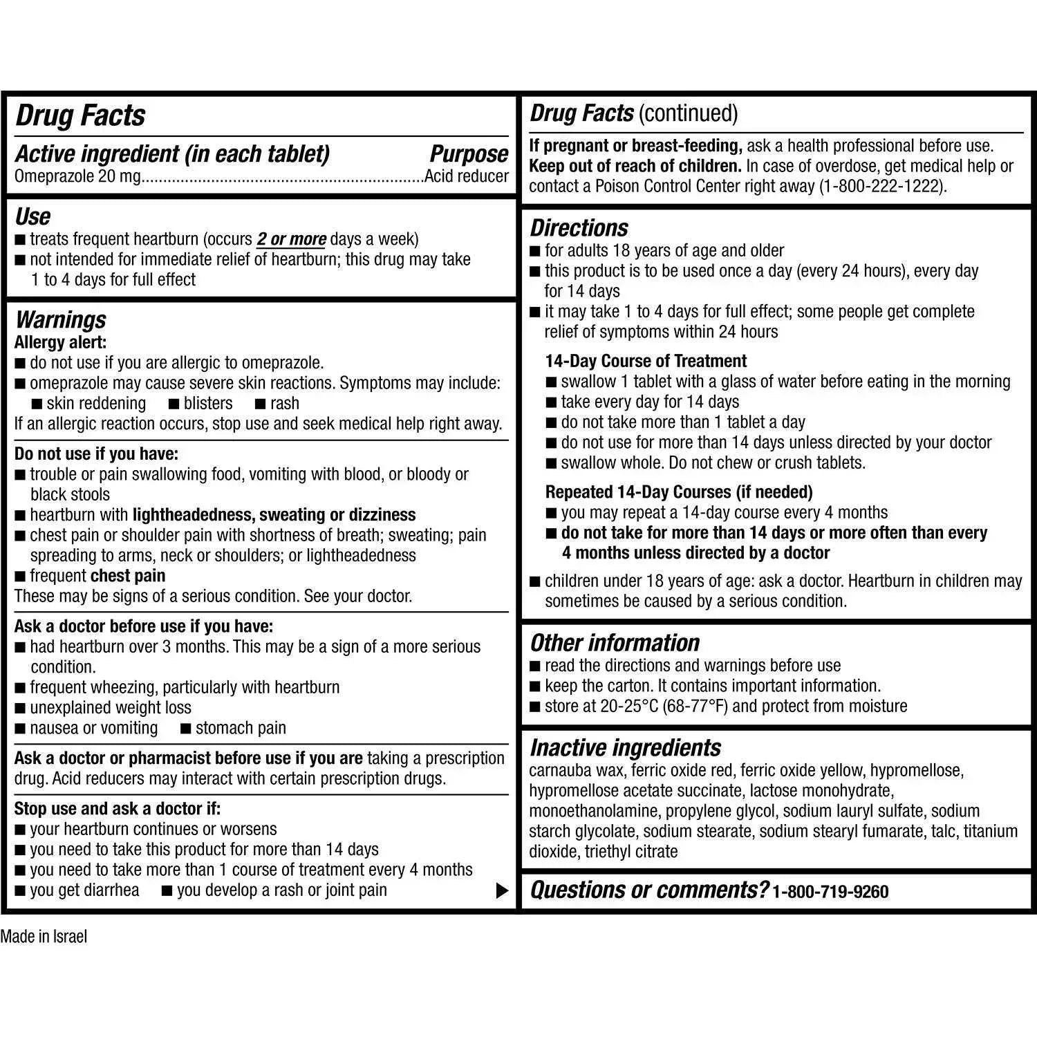 Member’s Mark Omeprazole Delayed-Release Tablets 20 mg, 42 Count