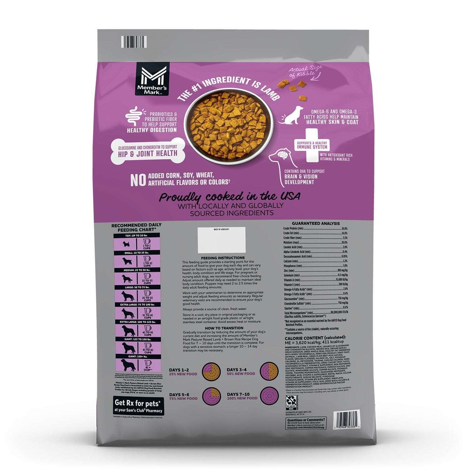 Member's Mark Pasture Raised Lamb and Brown Rice Recipe, Dry Dog Food, 35 lbs.
