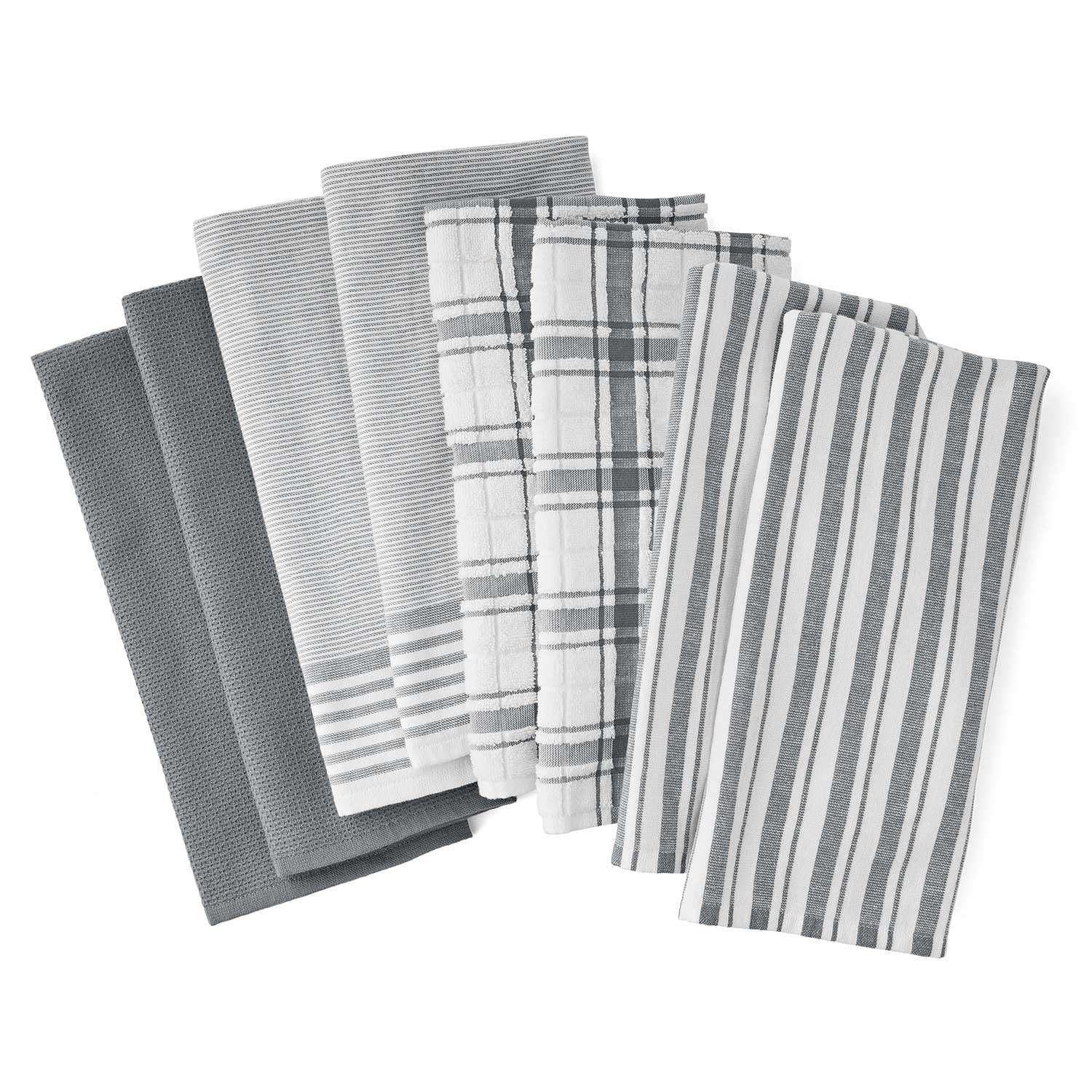 Member's Mark Plaid Leno 8 Piece Kitchen Towel Set, Choose Color - USA MEGA SHOP