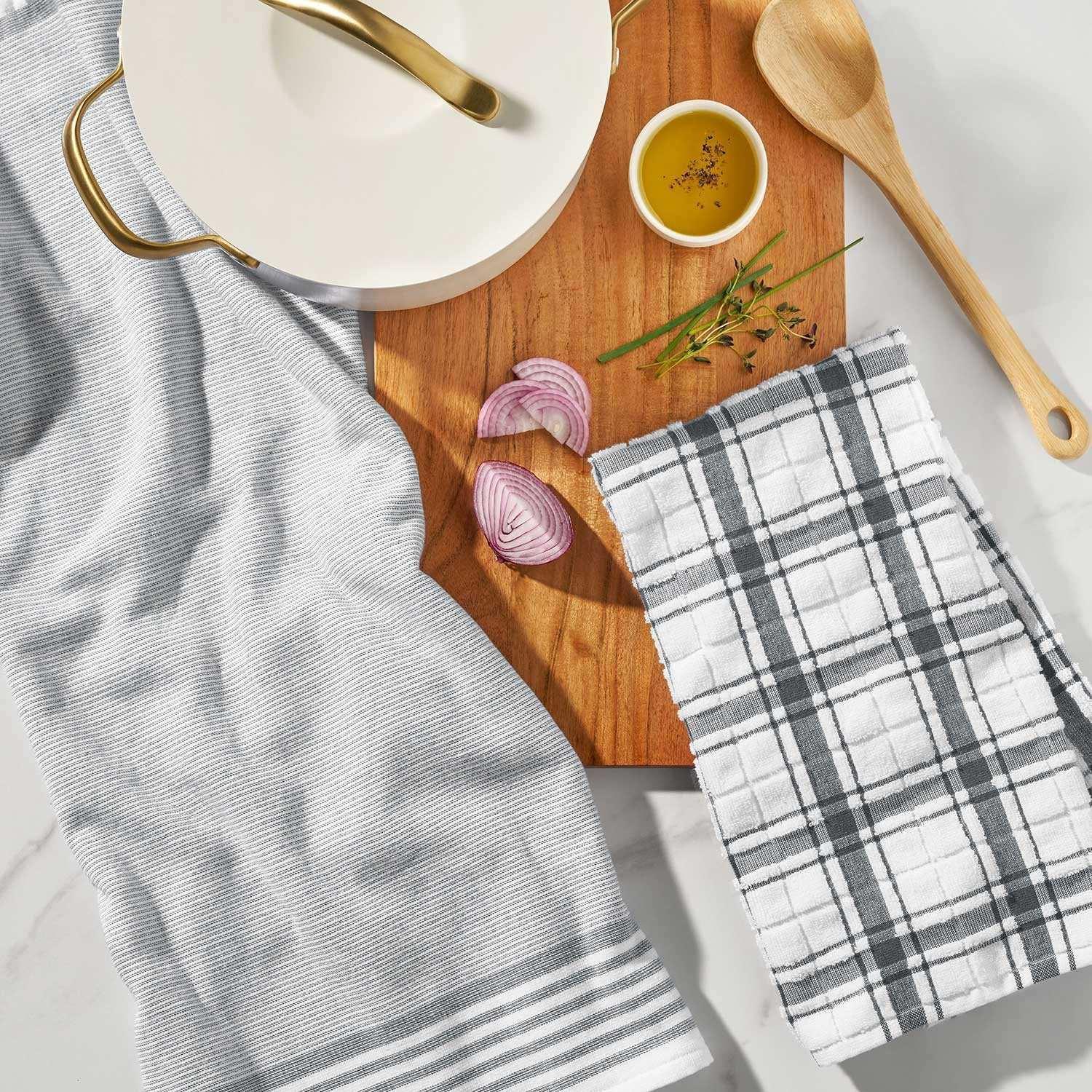 Member's Mark Plaid Leno 8 Piece Kitchen Towel Set, Choose Color