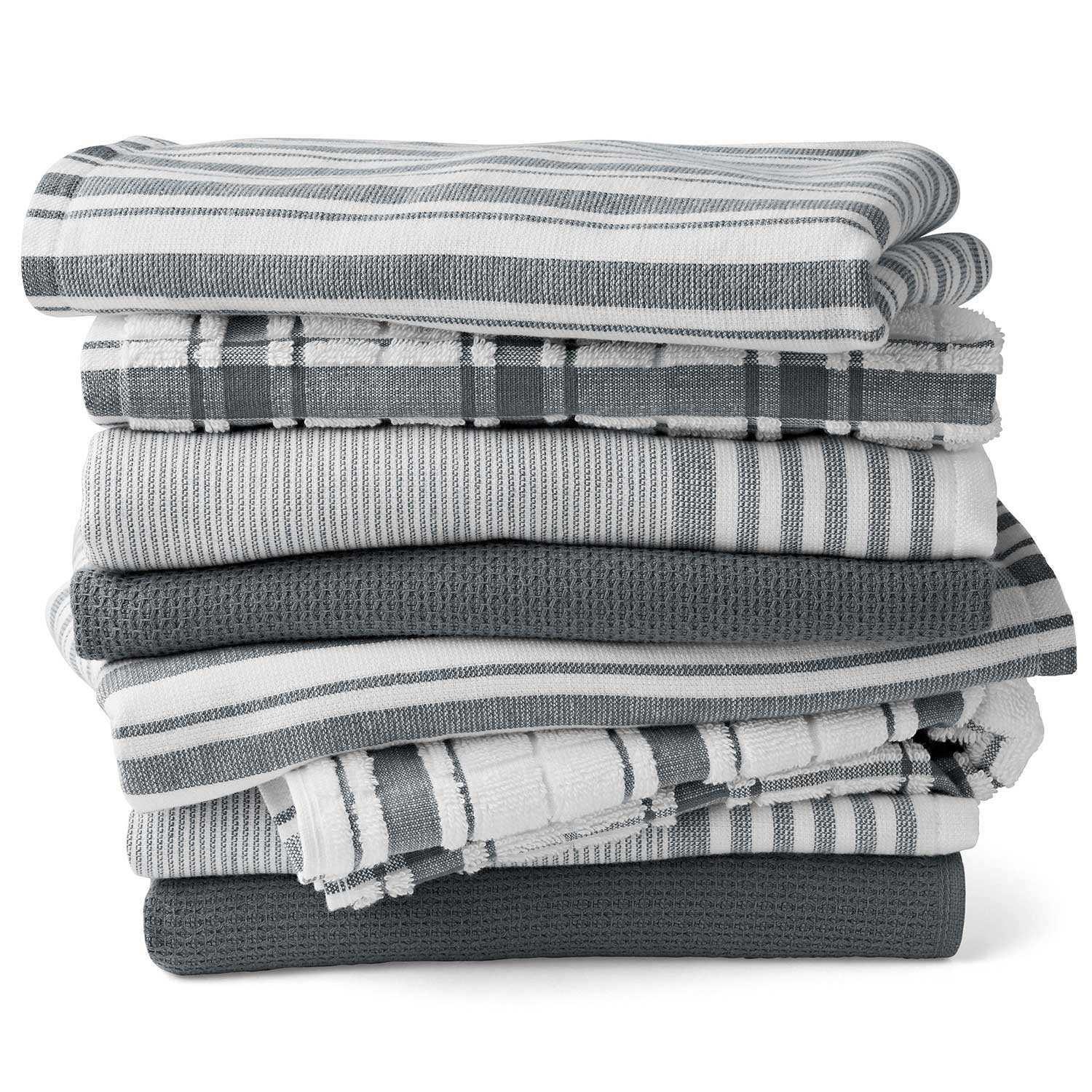 Member's Mark Plaid Leno 8 Piece Kitchen Towel Set, Choose Color - USA MEGA SHOP
