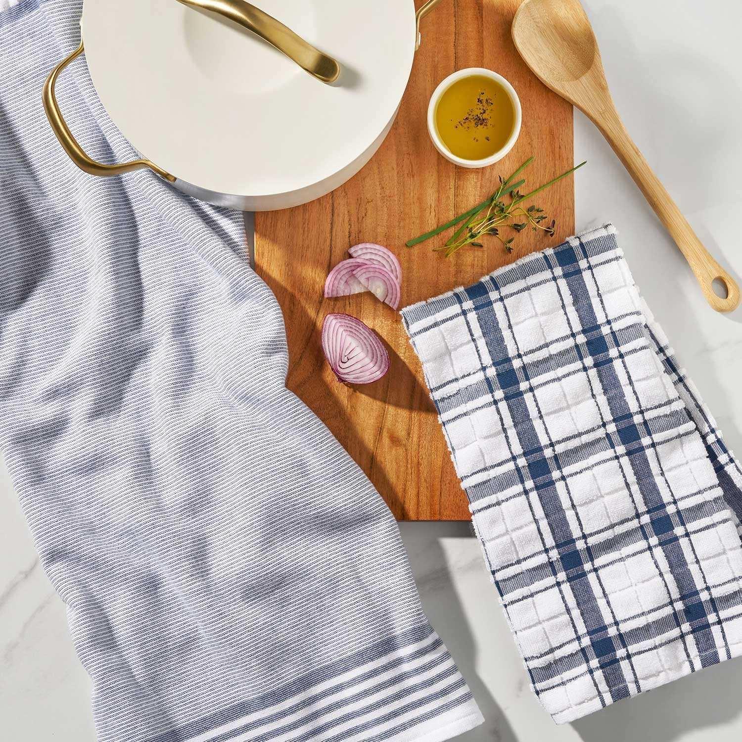Member's Mark Plaid Leno 8 Piece Kitchen Towel Set, Choose Color