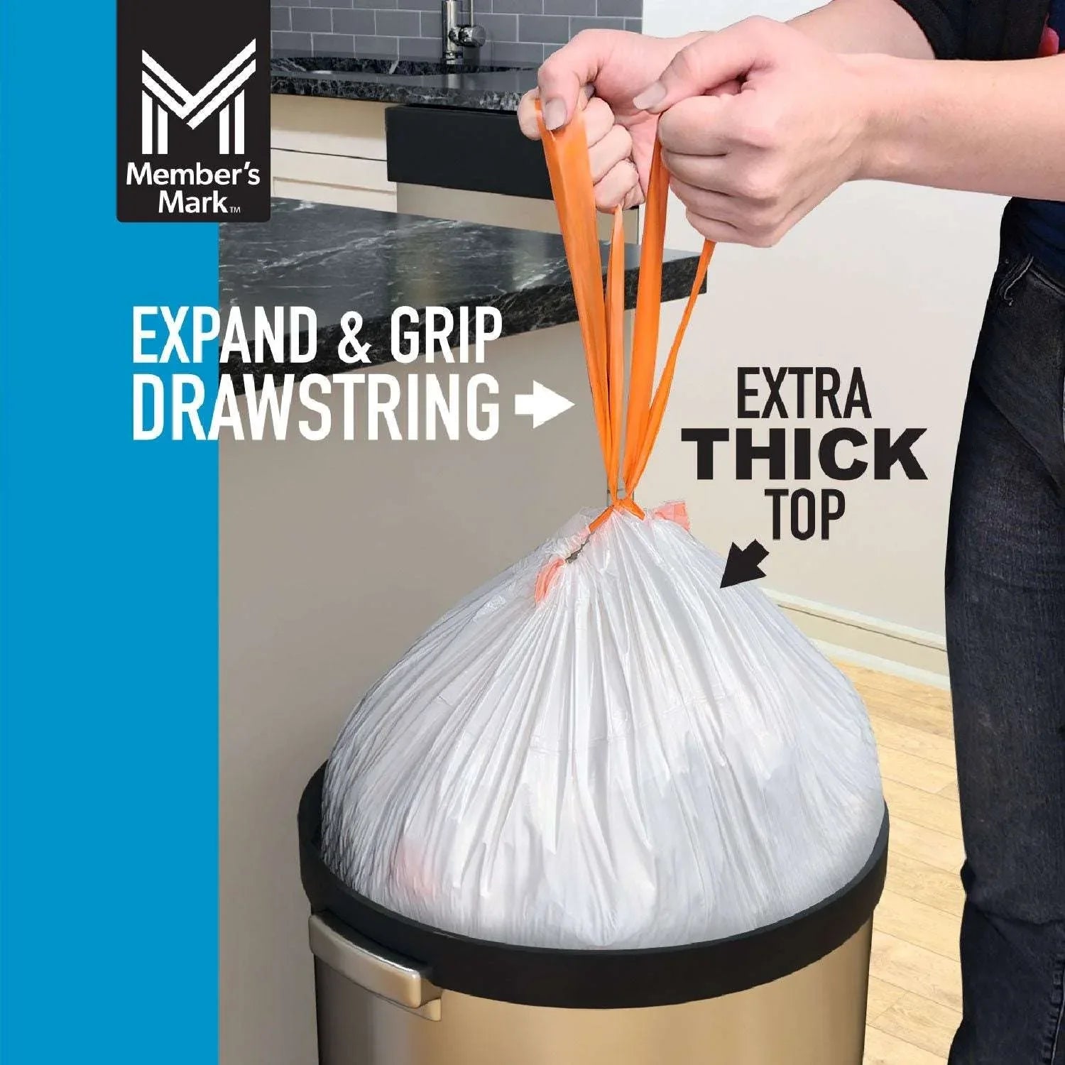 Member's Mark Power Flex 13-Gallon Tall Kitchen Trash Bags, 200 ct. - USA MEGA SHOP
