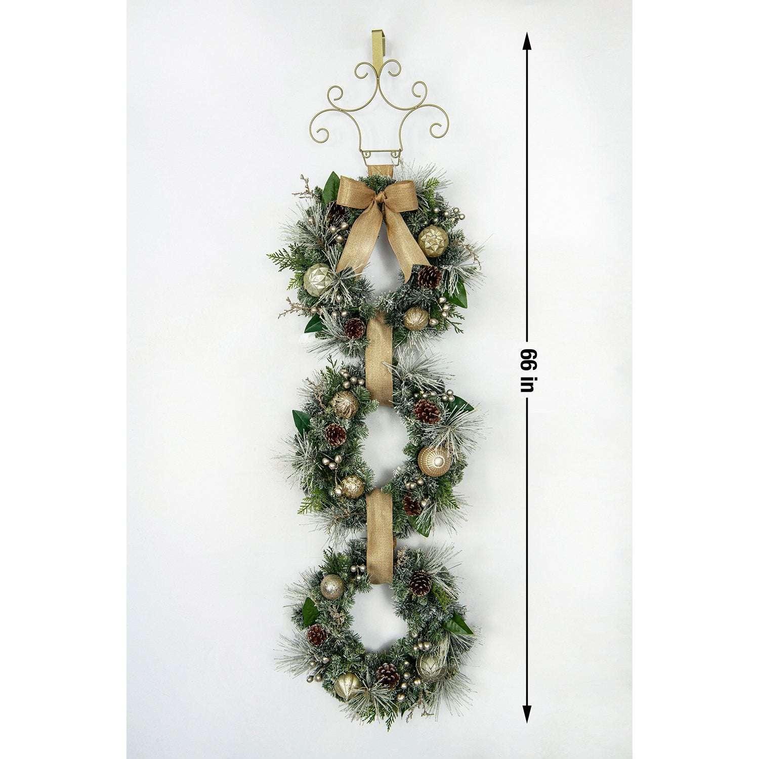 Member's Mark Pre-Lit Flocked Three Wreath Door Hanger - USA MEGA SHOP