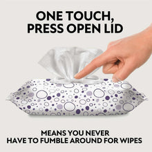 Premium fragrance-free baby wipes with one-touch press-open lid and folded wipes