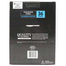 Stainless steel dinner knife set box back with product info and 36 pieces
