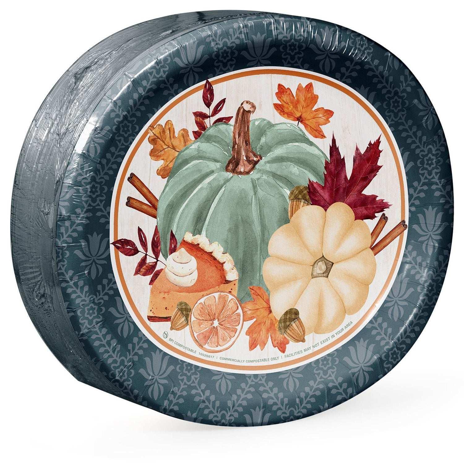 Member's Mark Thanksgiving Oval Paper Plates, 10" x 12", 50 ct. - USA MEGA SHOP