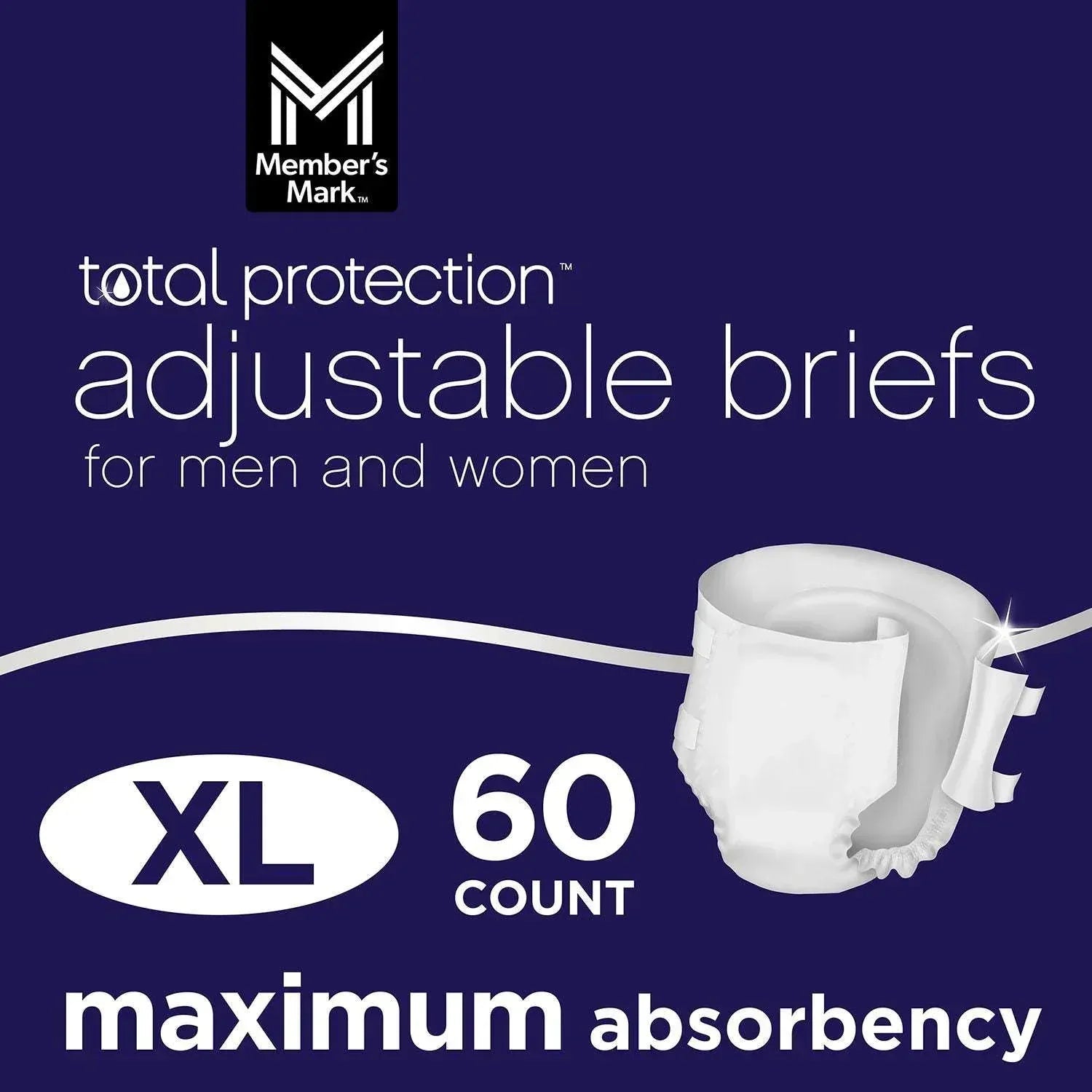 Member's Mark Total Protection Unisex Briefs - Choose Your Size
