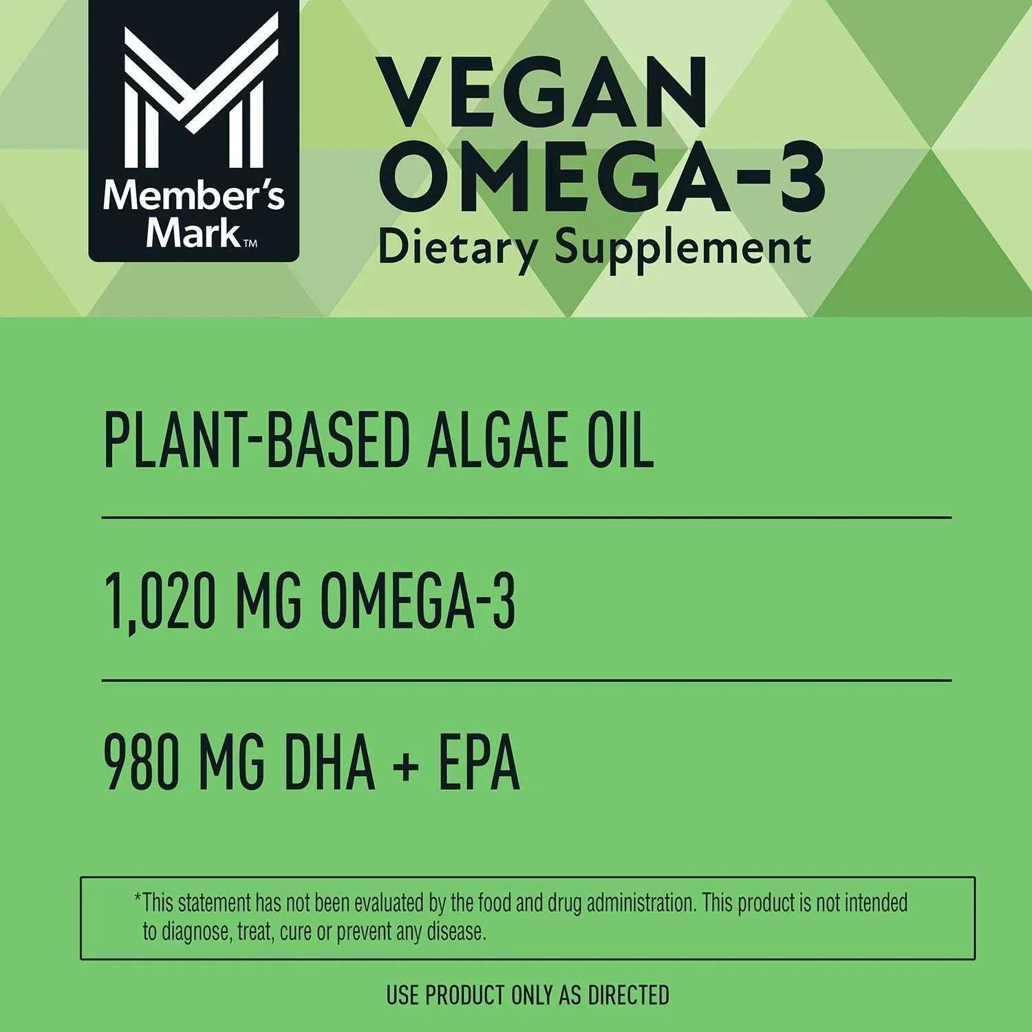 Member’s Mark Vegan Omega-3 Dietary Supplement Softgels, 150 Count
