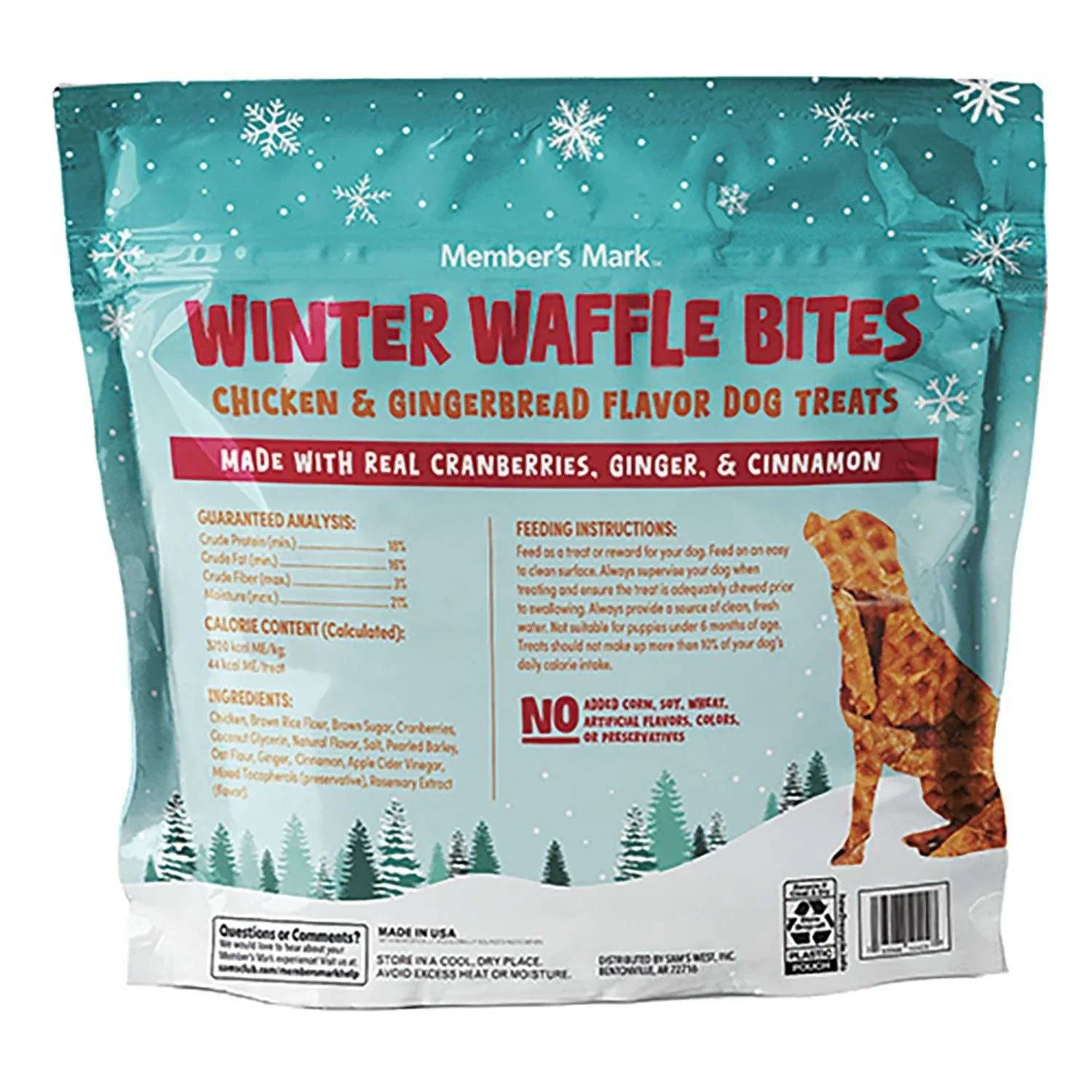 Member's Mark Winter Waffles Chicken & Gingerbread Flavor Dog Treats, 3lb - USA MEGA SHOP