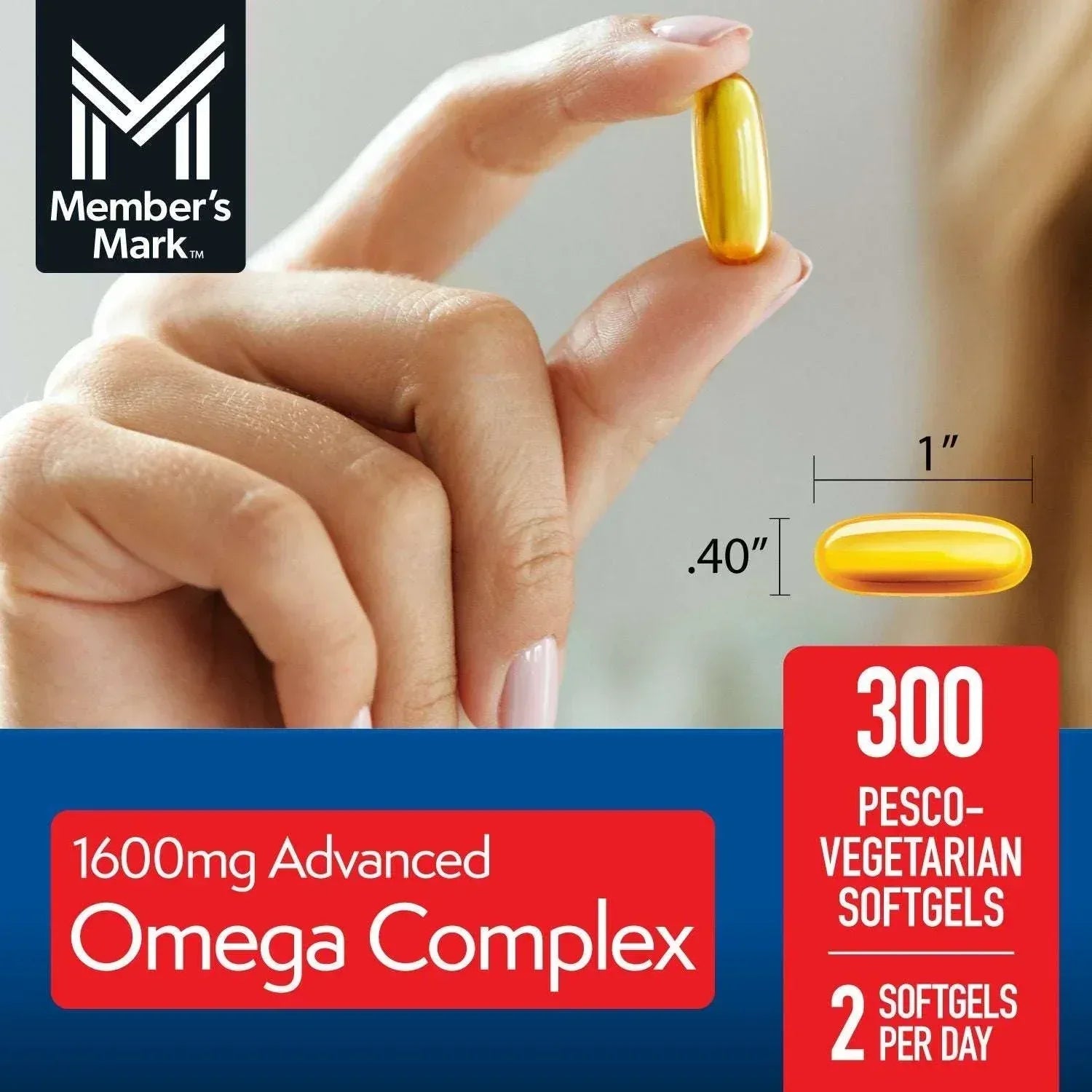 Member’s Mark Advanced Omega Complex 1600 mg Softgels, 300 Count