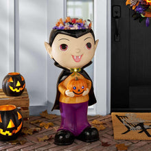 Halloween door greeter figurine vampire with jack-o’-lantern