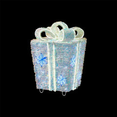 Member's Mark 32" Pre-Lit Iridescent Twinkle Tinsel Gift Box Decor - USA MEGA SHOP