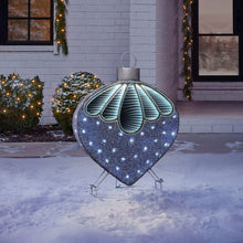 Pre-lit teardrop ornament light with blue LED dot glow and hanging loop