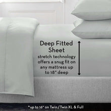 Deep fitted sheet with stretch fit for up to 18" deep mattresses
