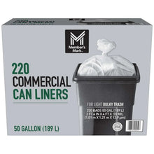 Commercial can liner box, 50 gallon (189 L), 220-count white liners