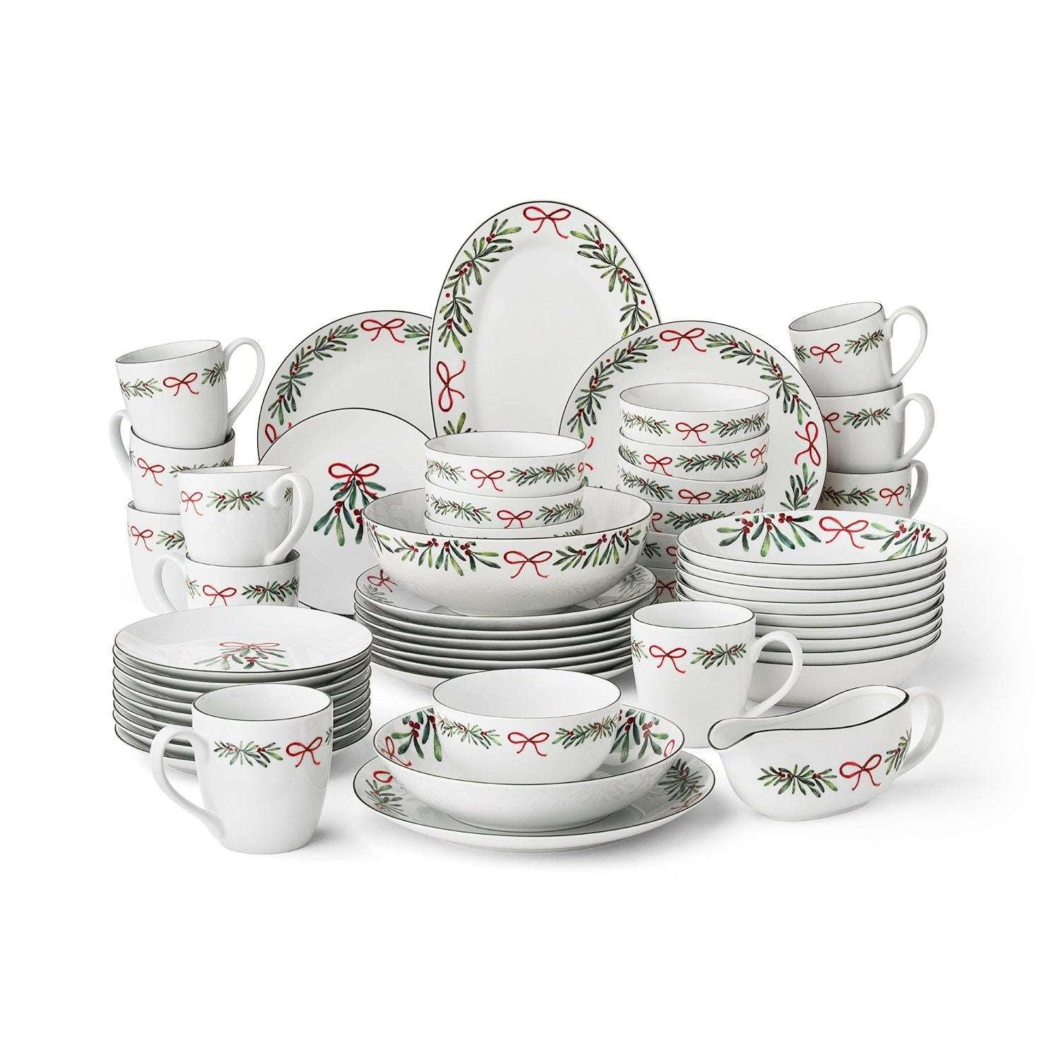 Member's Mark 53-Piece Porcelain Holiday Entertainer Set - USA MEGA SHOP