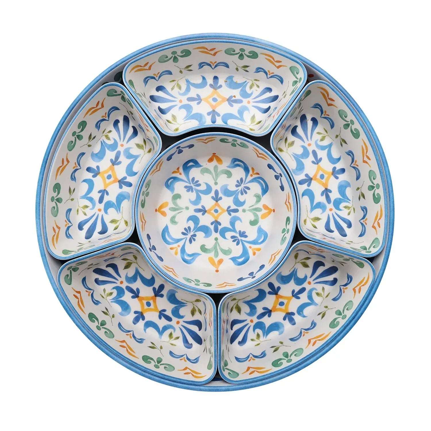 Member's Mark Bamboo Melamine 6-Section Serving Platter with Lazy Susan Base and Storage Lid