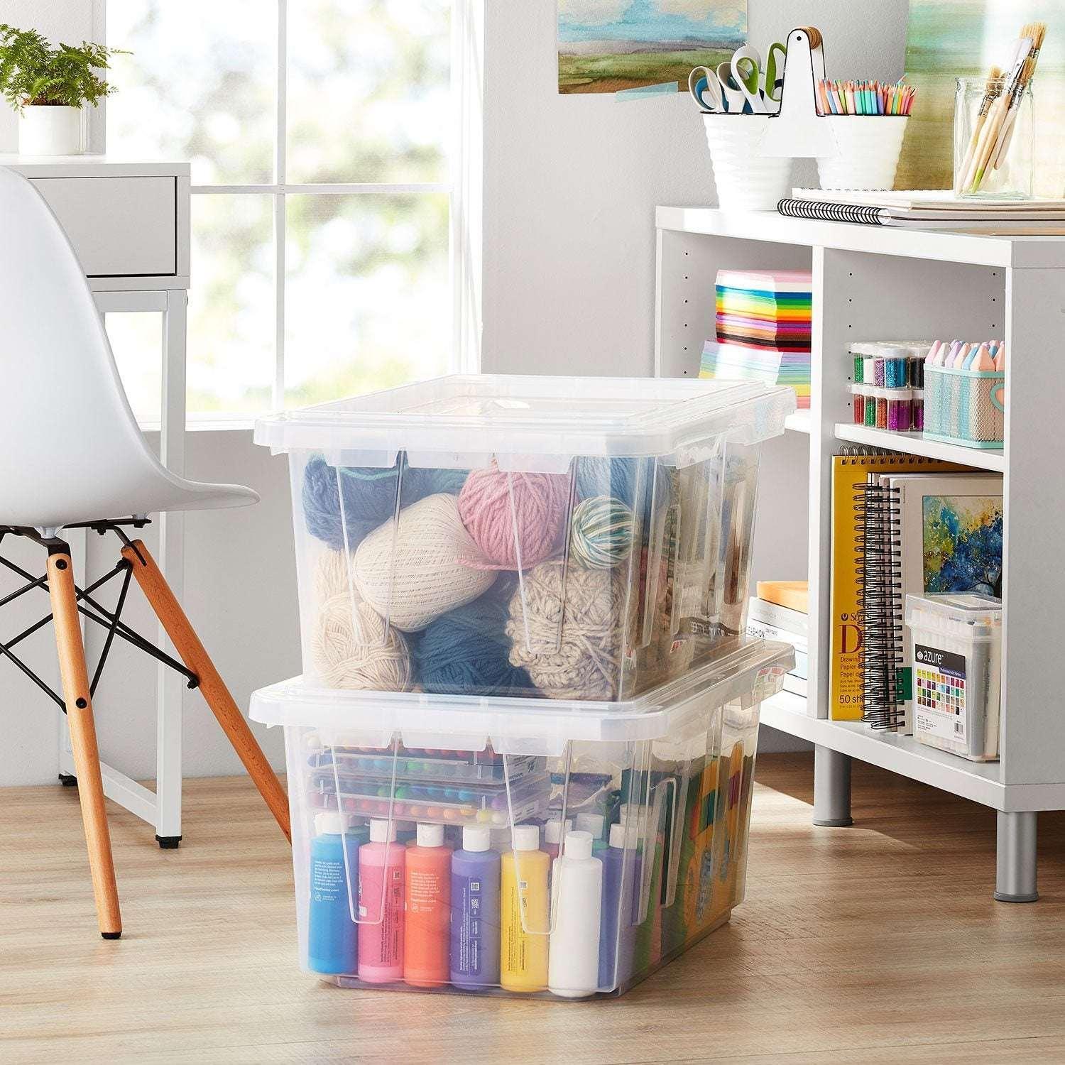 Member's Mark 60 Quart Clear Storage Tote, 17.2" D x 25.7" W x 12.0" H, 1 pack or 4 pack