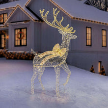 Pre-lit wire buck yard decoration with glowing gold antlers and body lights
