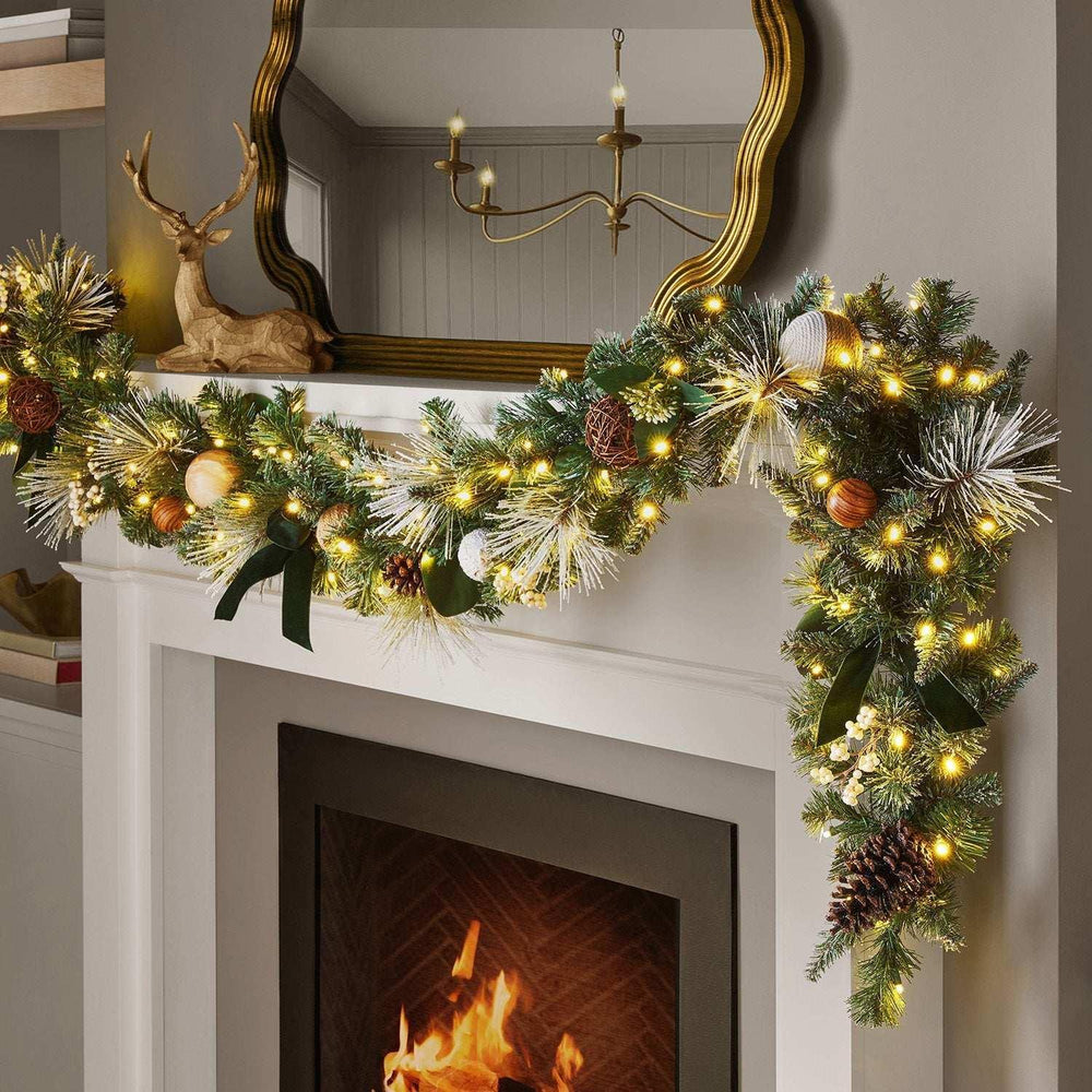 Member's Mark 9' Evergreen Pre-Lit Decorated Garland - USA MEGA SHOP
